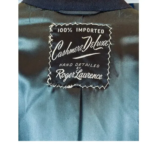 VTG 100% Imported Cashmere Overcoat Mens Black Cashmere Deluxe Roger Laurence - Picture 11 of 13